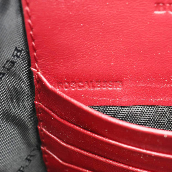 BURBERRY Peyton Grain Check Embossed Leather Clutch Crossbody Bag Red