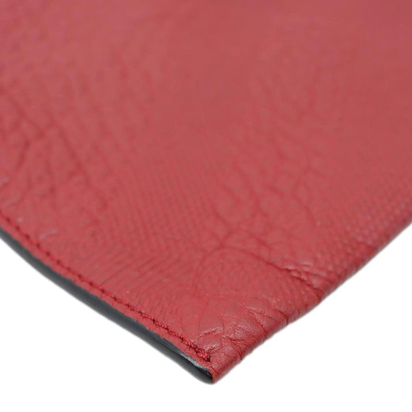 BURBERRY Peyton Grain Check Embossed Leather Clutch Crossbody Bag Red