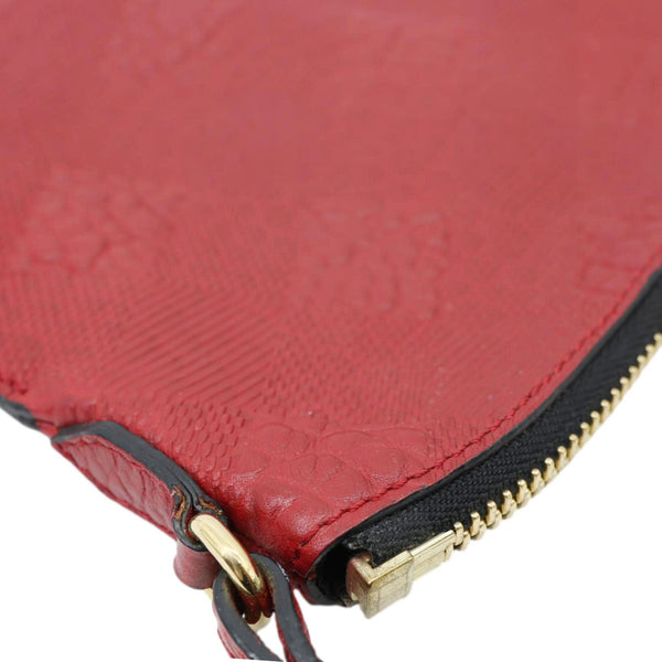 BURBERRY Peyton Grain Check Embossed Leather Clutch Crossbody Bag Red