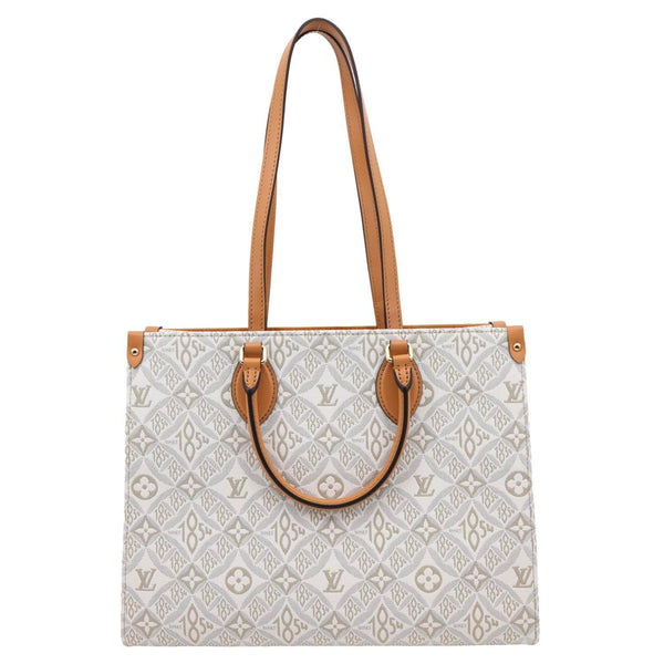 LOUIS VUITTON Since 1854 Onthego MM Jacquard Shoulder Bag Off White