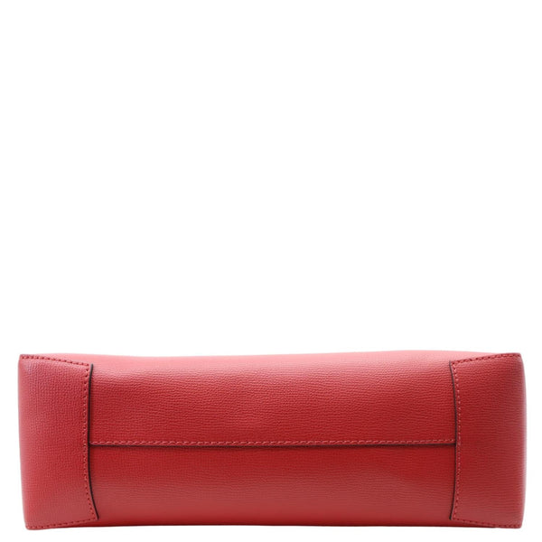 BURBERRY Crest Small Calfskin Leather Tote Bag Red