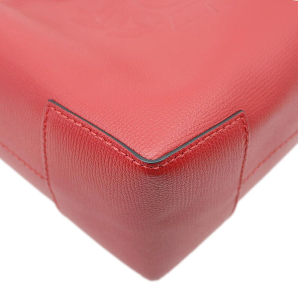 BURBERRY Crest Small Calfskin Leather Tote Bag Red