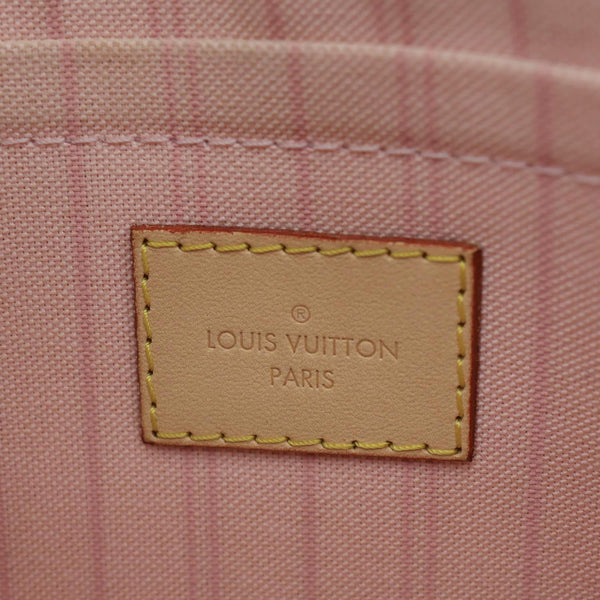 LOUIS VUITTON Neverfull Pochette Damier Azur Wristlet Rose Ballerine