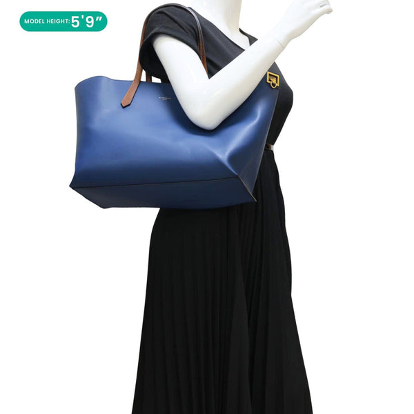 GIVENCHY GV Calf Leather Shopper Tote Bag Blue