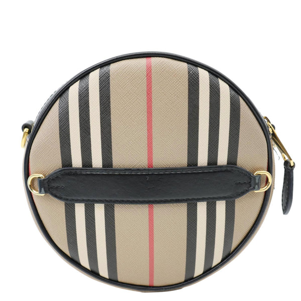 BURBERRY Louise E-Canvas Icon Stripe Round Crossbody Bag Beige