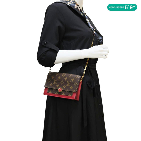 LOUIS VUITTON Flore Monogram Canvas Chain Wallet Fuchsia