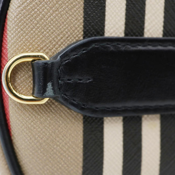 BURBERRY Louise E-Canvas Icon Stripe Round Crossbody Bag Beige