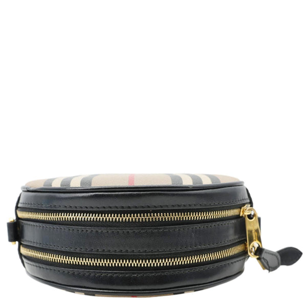 BURBERRY Louise E-Canvas Icon Stripe Round Crossbody Bag Beige