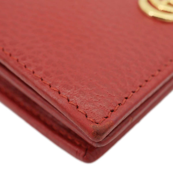 GUCCI GG Marmont Pebbled Leather Wallet Red