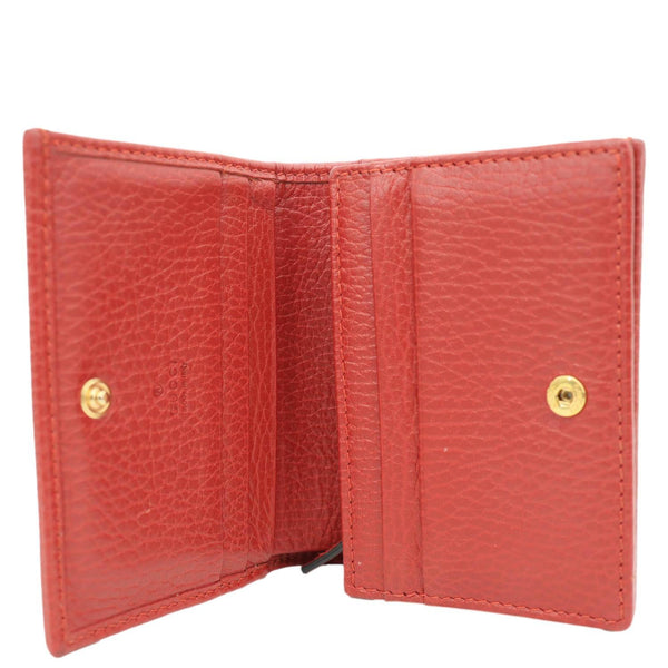 GUCCI GG Marmont Pebbled Leather Wallet Red