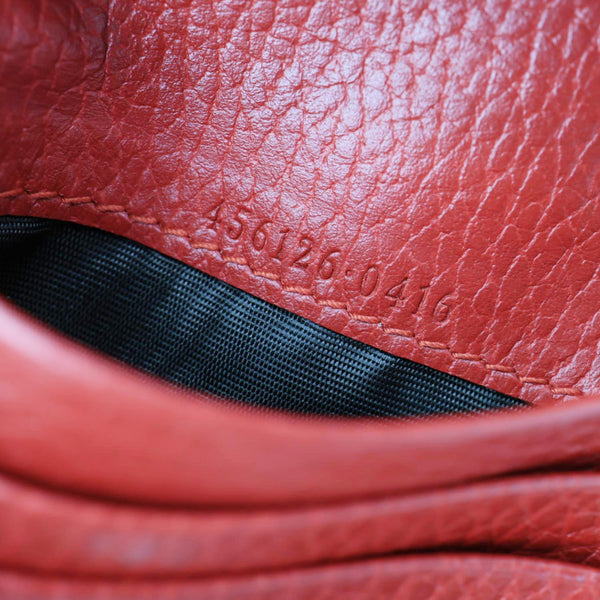 GUCCI GG Marmont Pebbled Leather Wallet Red