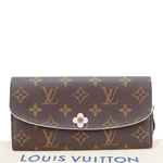 LOUIS VUITTON Emilie Bloom Flowers Monogram Canvas Wallet Rose Ballerine