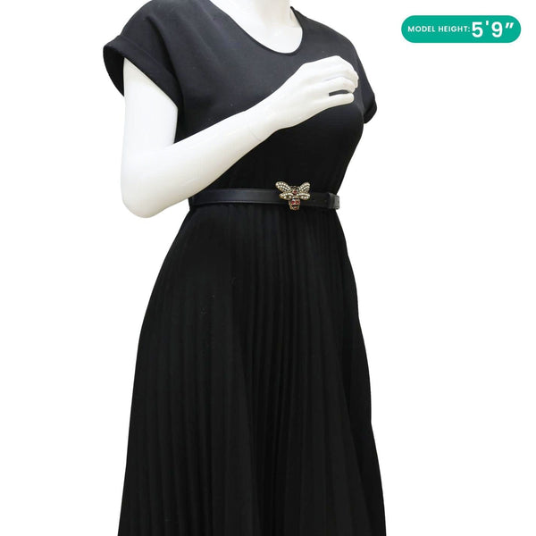 GUCCI Queen Margaret Bee Leather Belt Black 476452 Size 80/32