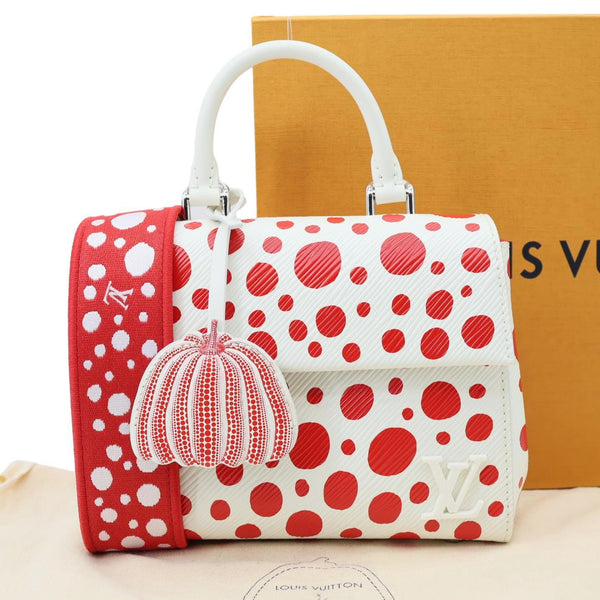 LOUIS VUITTON LV x YK Cluny Mini Monogram Kusama Epi Leather Shoulder Bag Red