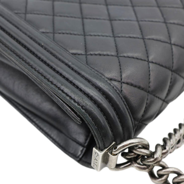 CHANEL Boy Flap Large Quilted Leather Crossbody Bag Black