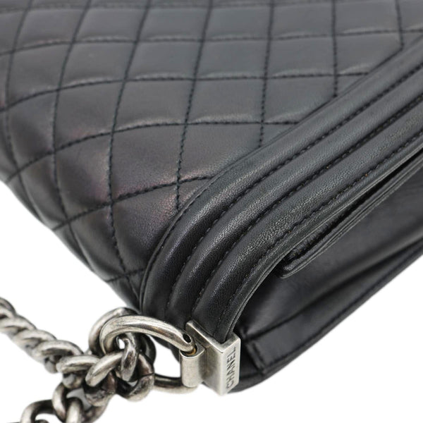 CHANEL Boy Flap Large Quilted Leather Crossbody Bag Black