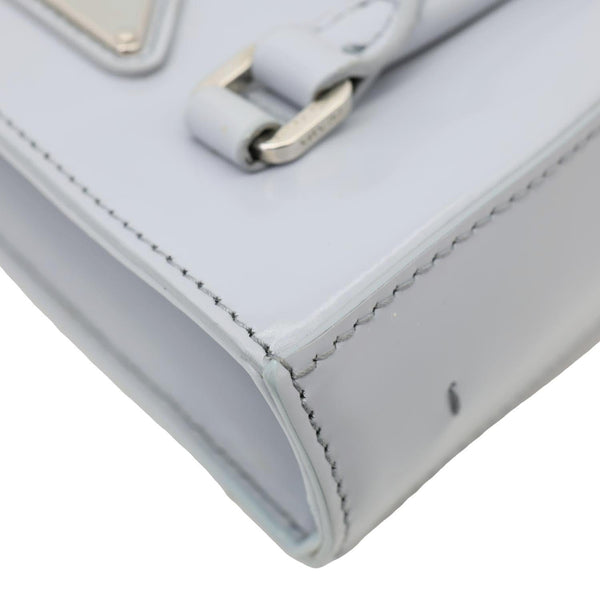 PRADA Mini Spazzolato Leather Tote Bag Grey