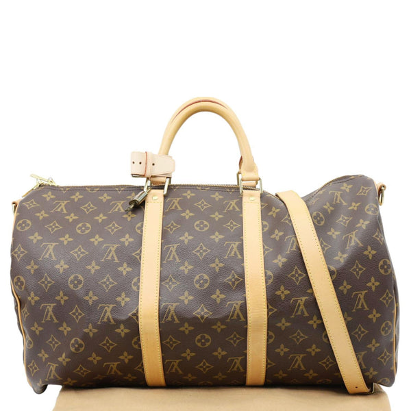 LOUIS VUITTON Keepall 50 Bandouliere Monogram Canvas Travel Bag Brown