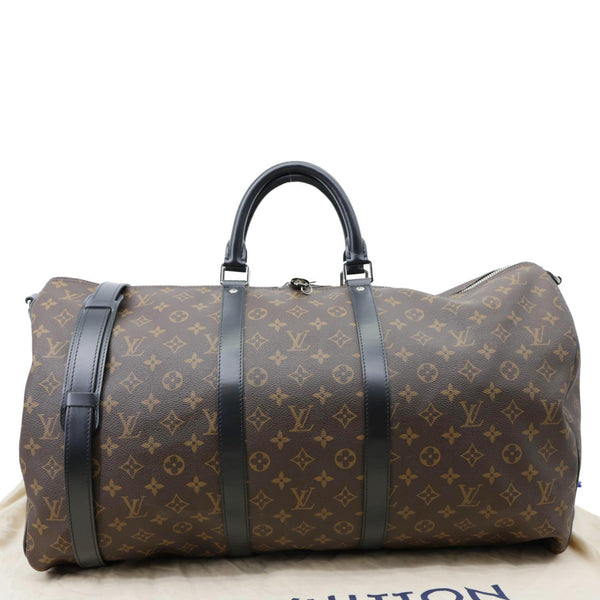 LOUIS VUITTON Keepall 55 Bandouliere Monogram Canvas Travel Bag Black