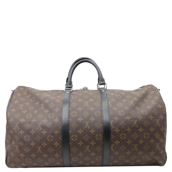 LOUIS VUITTON Keepall 55 Bandouliere Monogram Canvas Travel Bag Black