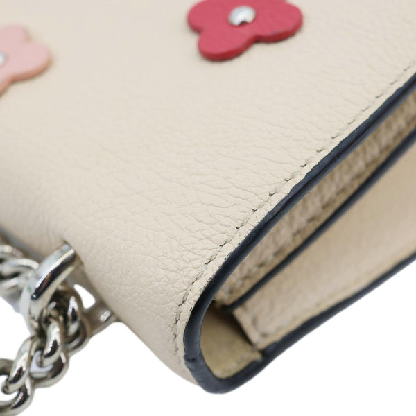 LOUIS VUITTON MyLockMe Fleurs BB Leather Chain Shoulder Bag Cream