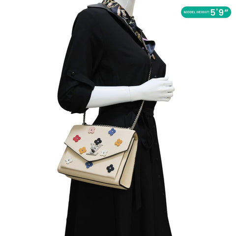 LOUIS VUITTON MyLockMe Fleurs BB Leather Chain Shoulder Bag Cream