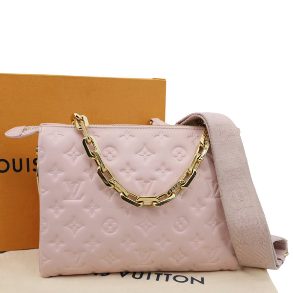 LOUIS VUITTON Coussin PM Monogram Embossed Leather Shoulder Bag Pink