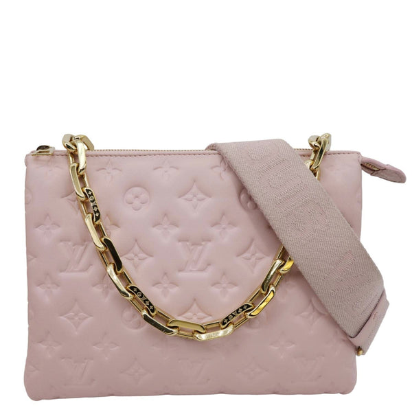 LOUIS VUITTON Coussin PM Monogram Embossed Leather Shoulder Bag Pink