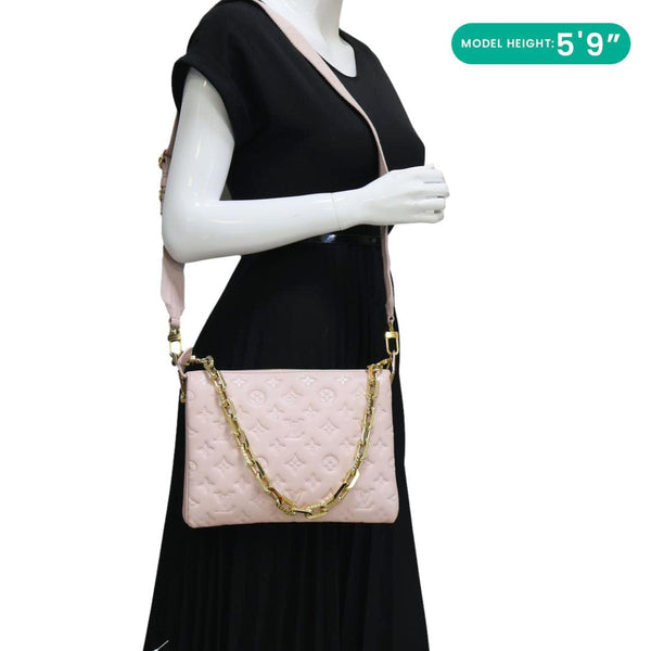 LOUIS VUITTON Coussin PM Monogram Embossed Leather Shoulder Bag Pink