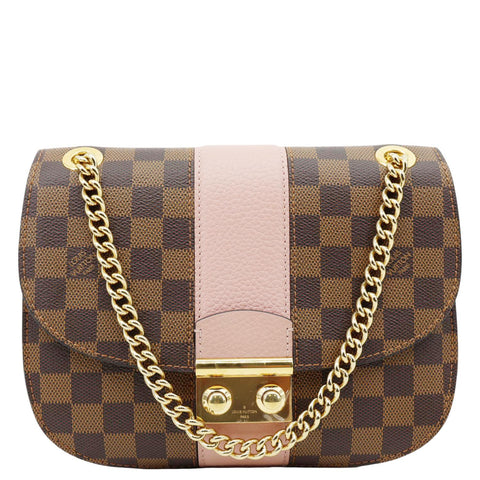LOUIS VUITTON Wight Damier Ebene Shoulder Bag Rose Ballerine