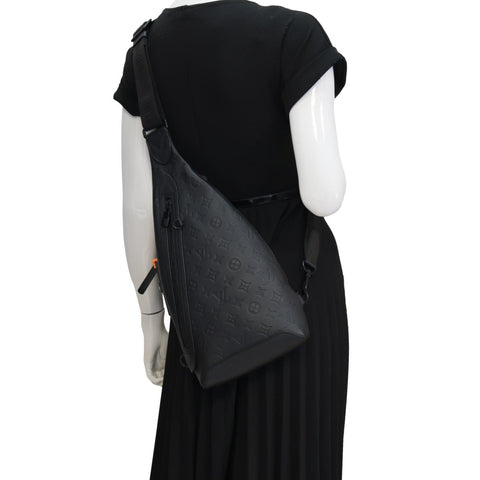 LOUIS VUITTON Duo Slingbag Monogram Shadow Leather Crossbody Bag Black