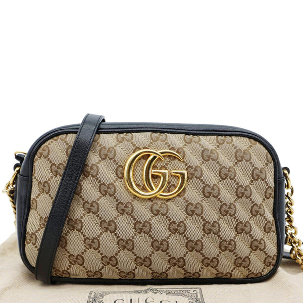 GUCCI Marmont Small Monogram Canvas Crossbody Camera Bag Beige 447632