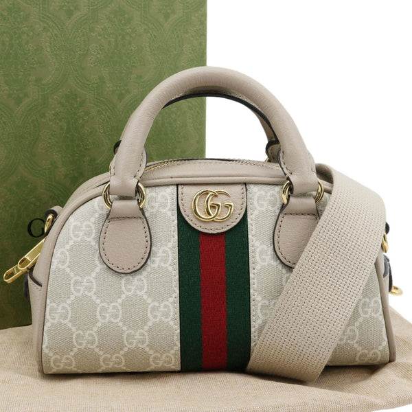 GUCCI Ophidia GG Supreme Canvas Top Handle Crossbody Bag Off White 724606