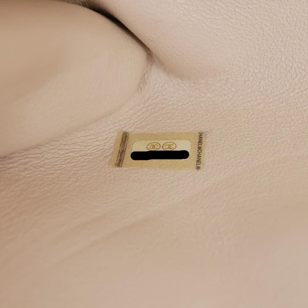 CHANEL Coco Luxe Flap Quilted Lambskin Leather Top Handle Shoulder Bag Off White