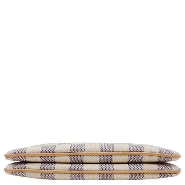 LOUIS VUITTON Double Zip Pochette Damier Azur Crossbody Bag Rose Ballerine