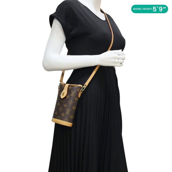 LOUIS VUITTON Fold Me Pouch Monogram Canvas Shoulder Bag Brown