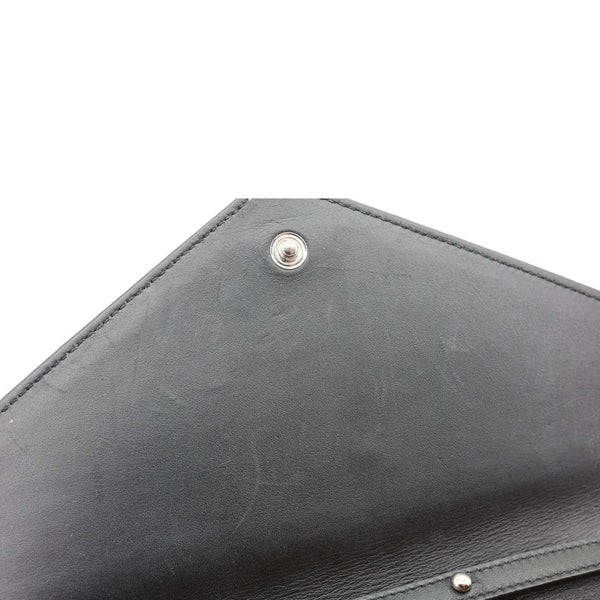 YVES SAINT LAURENT Monogram Grain De Poudre Chevron Leather Wallet On Chain Neon Pink