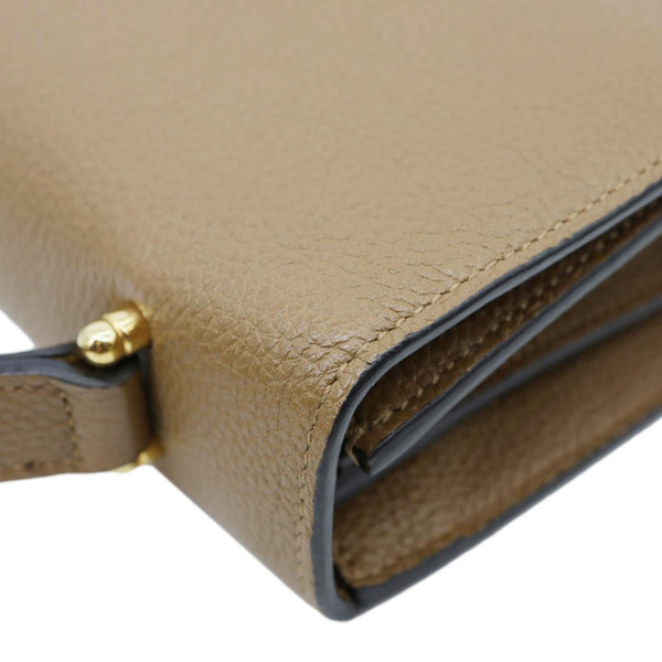 GUCCI Zumi Flap Small Grainy Leather Shoulder Bag Brown 576388