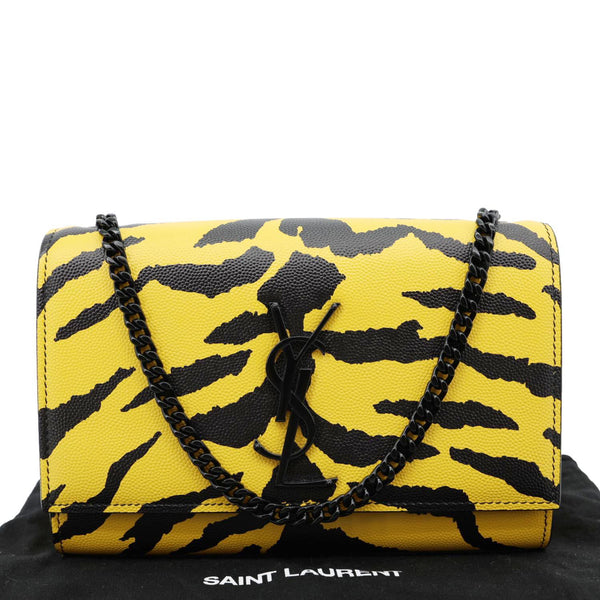YVES SAINT LAURENT Classic Kate Zebra Print Leather Crossbody Bag Yellow