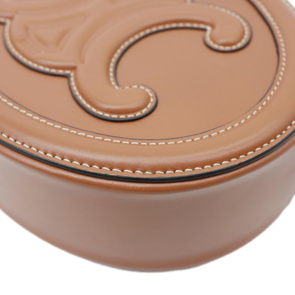CELINE Triomphe Oval Calfskin Cuir Shoulder Bag Tan