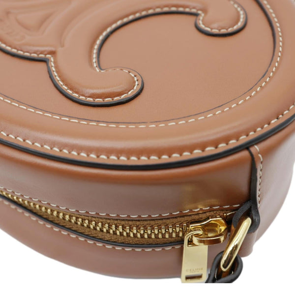 CELINE Triomphe Oval Calfskin Cuir Shoulder Bag Tan