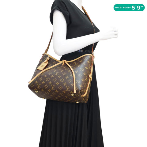 LOUIS VUITTON Carryall PM Monogram Canvas Shoulder Bag Brown