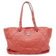 CHANEL On The Road Large Glazed Quilted Calfskin Leather Tote Bag Red