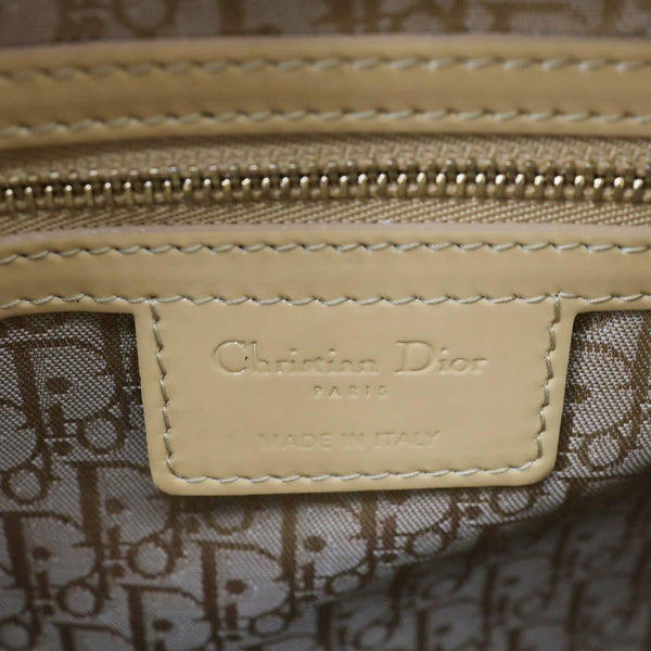 CHRISTIAN DIOR Lady Dior Large Quilted Patent Leather Shoulder Bag Camel