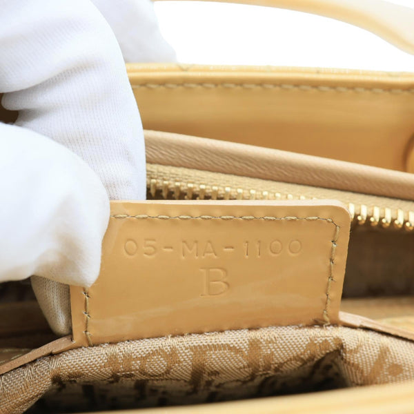 CHRISTIAN DIOR Lady Dior Large Quilted Patent Leather Shoulder Bag Camel