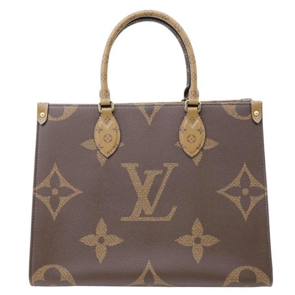 LOUIS VUITTON Onthego MM Giant Monogram Reverse Canvas Tote Bag Brown