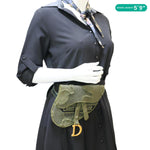 CHRISTIAN DIOR Saddle Embroidered Camouflage Canvas Belt Bag Green