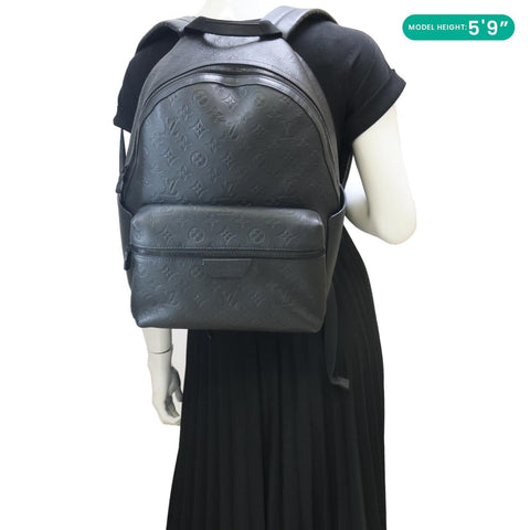 LOUIS VUITTON Discovery PM Calfskin Monogram Shadow Backpack Bag Black