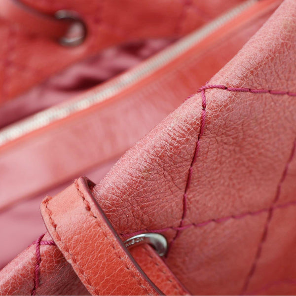 CHANEL On The Road Large Glazed Quilted Calfskin Leather Tote Bag Red