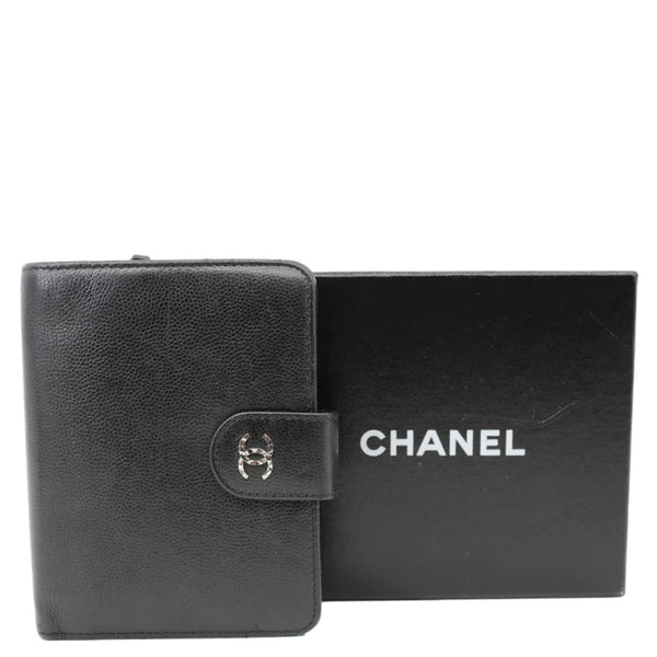 CHANEL Grained Calfskin Leather Bifold Wallet Black